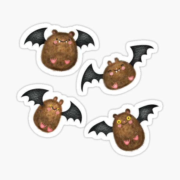 Cute Cuddly Bats in a Starry Sky Sticker
