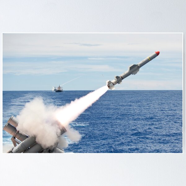 Item preview, USS Cowpens launches a Harpoon missile from the aft missile deck. designed and sold by StocktrekImages.