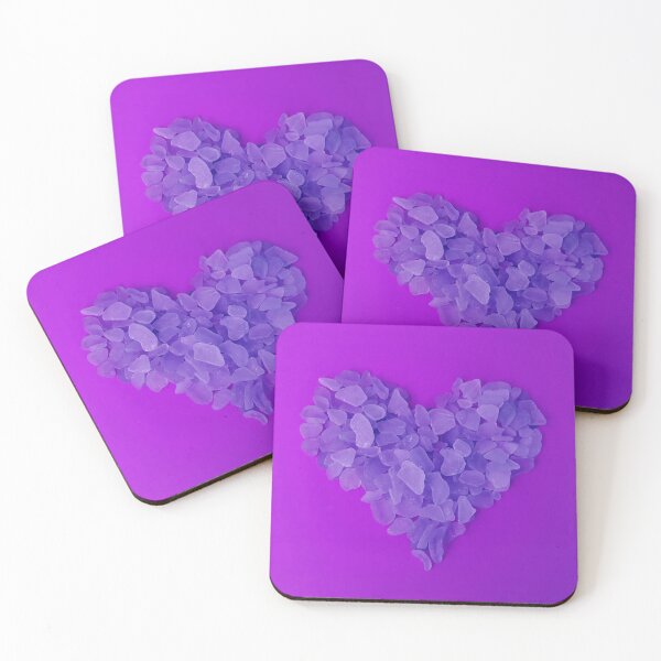 Item preview, Violet Sea Glass in Heart Shape on Purple Background Fun Beachy Décor designed and sold by Beachy.