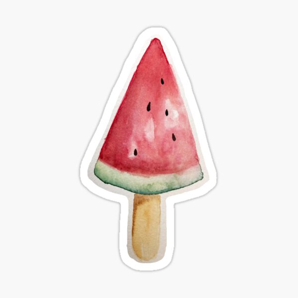 Wassermelonen Eis am Stiel - Fruchteis - Aquarell Sticker