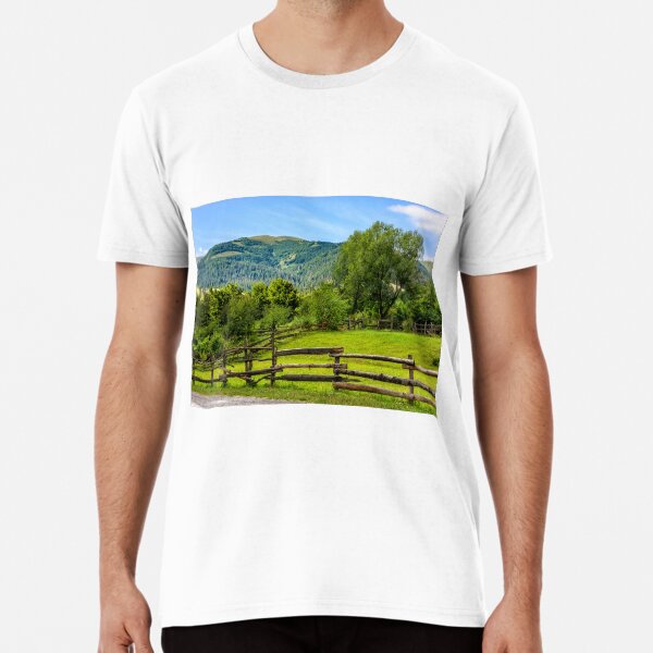 wooden fence on hillside Premium T-Shirt