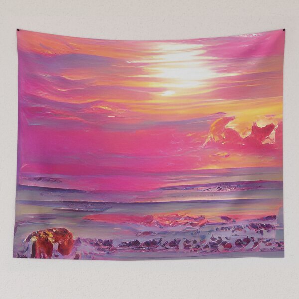 Item preview, Abstract Waves on Pink Sunset designed and sold by Unaiza Khalid.