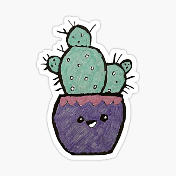 Happy pot with cactus watches ballet. Sticker