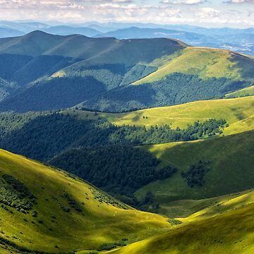 Artwork thumbnail, valley between green hills in summer by mike-pellinni