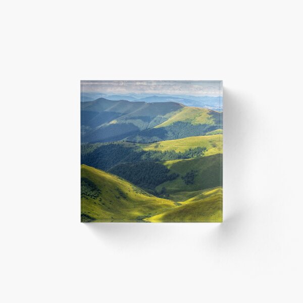 valley between green hills in summer Acrylic Block