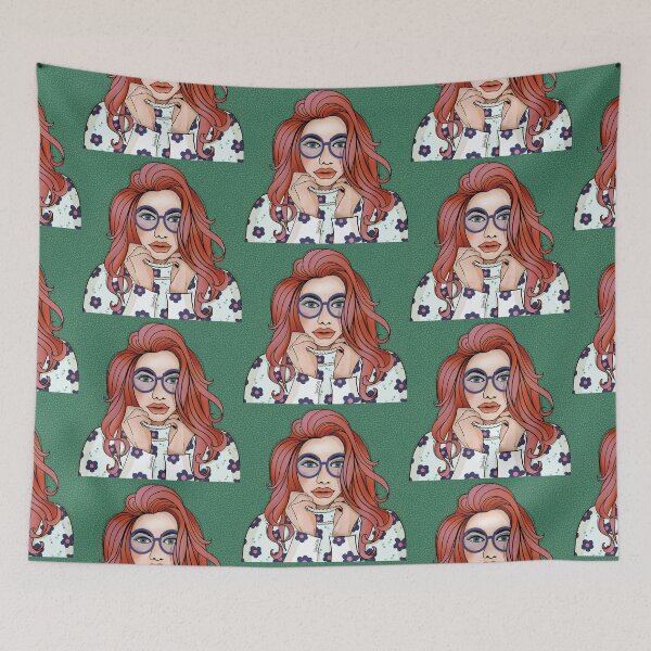 Item preview, Portrait Green pop girl illustration | green and red hair  designed and sold by MartaCrokis.