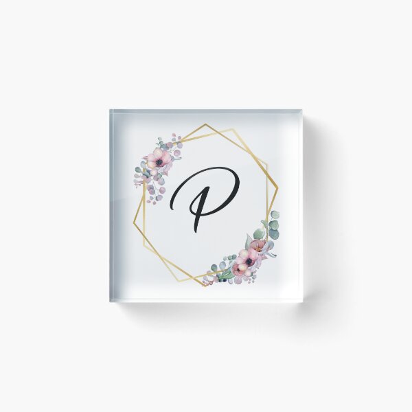 Aperçu de l'œuvre Lettre monogramme P | Fleurs lilas aux bords dorés créée et vendue par JustSeasons.