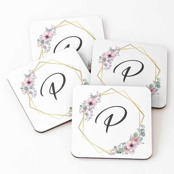 Aperçu de l'œuvre Lettre monogramme P | Fleurs lilas aux bords dorés créée et vendue par JustSeasons.