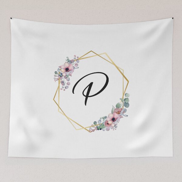 Item preview, Monogram Letter P | Lilac Flowers with Golden Edges designed and sold by JustSeasons.
