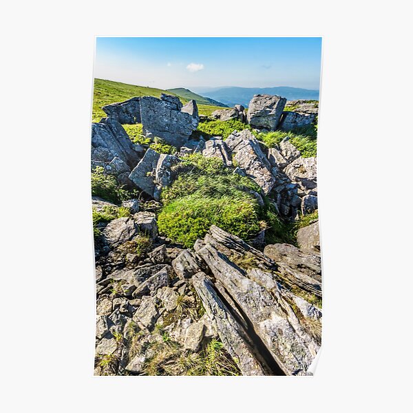 summer landscape with stones on the hill Poster