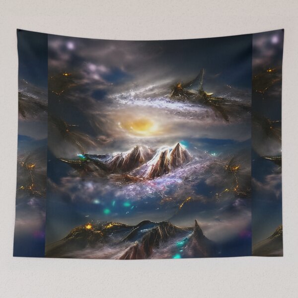 Item preview, AI Generated Art, Galaxy Above Mountains Fantasy  designed and sold by ACC .