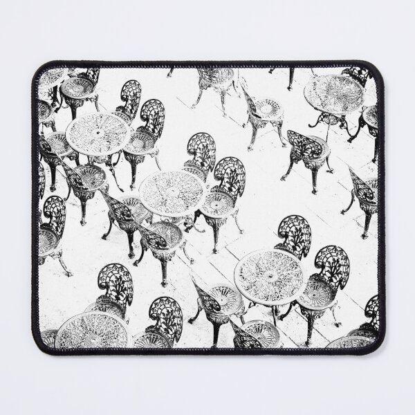 Item preview, Black and white image of vintage cafe furniture. designed and sold by cloud7.