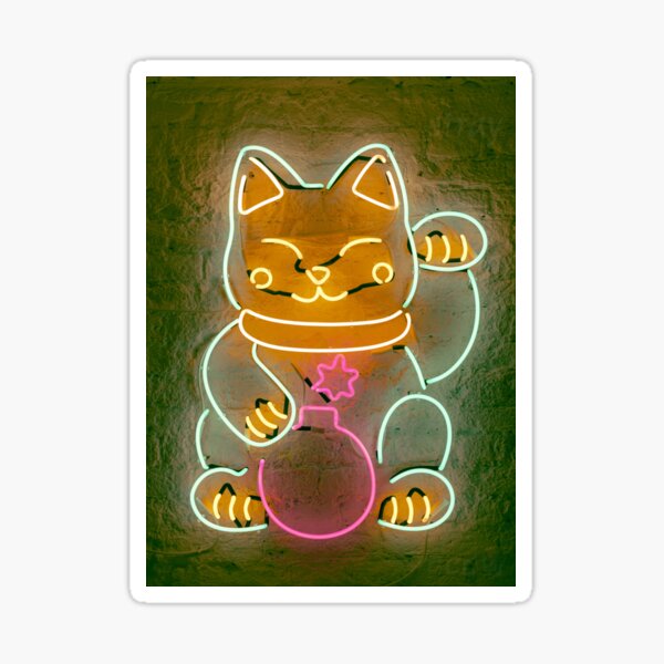 Vista previa del artículo con la obra «Gato callejero neón», diseñado y vendido por LigerDesign.