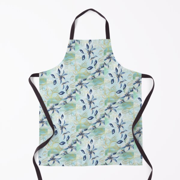 Item preview, Light Blue and Gold flowers ,pattern designed and sold by CarmenConsi.