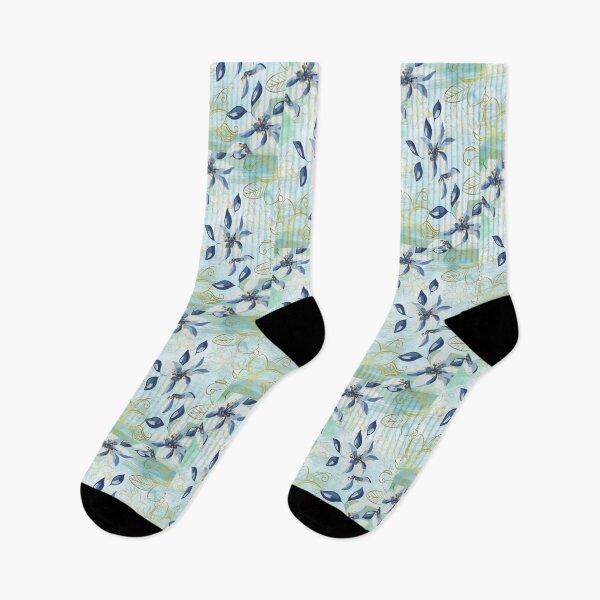 Item preview, Light Blue and Gold flowers ,pattern designed and sold by CarmenConsi.