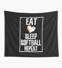 Eat Sleep Softball Repeat Shirt Wall Tapestry