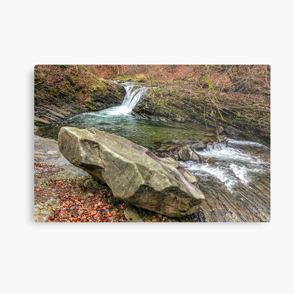 forest river with stones and moss Metal Print