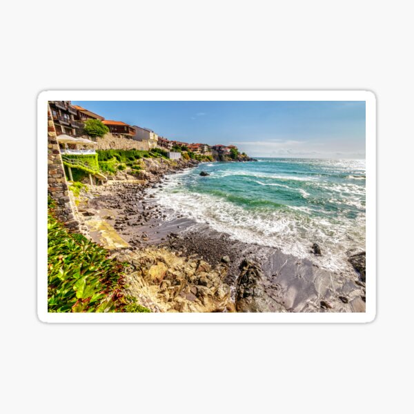 morning waves near the city beach Sticker
