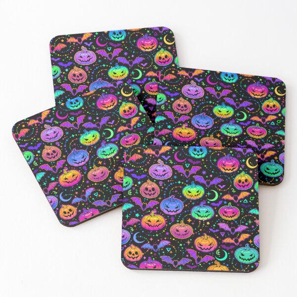 Item preview, Psychedelic rainbow pumpkins and bats designed and sold by ArtByPokey.