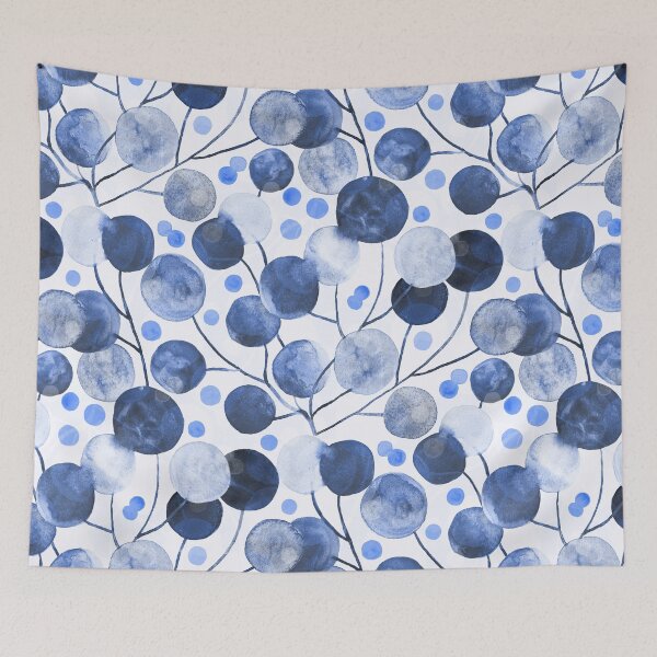 Item preview, Abstract Pompom Weeds - Navy, Violet designed and sold by TigaTiga.