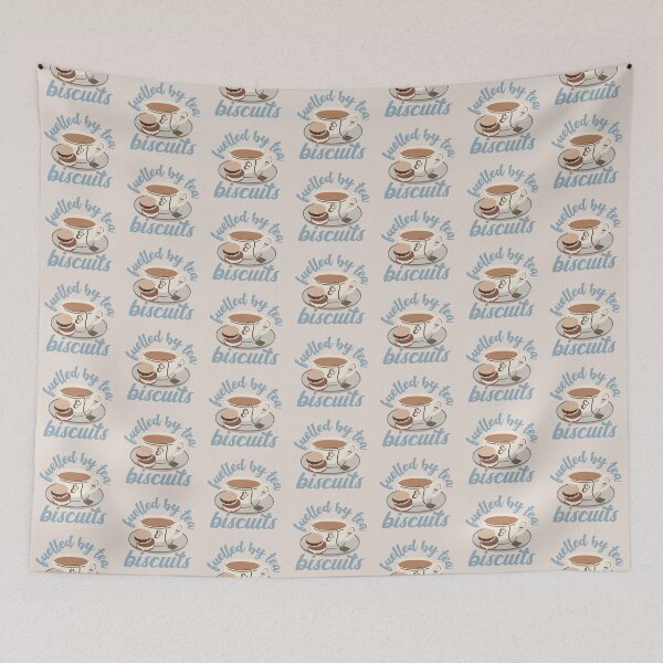 Item preview, Pastel Blue Fuelled By Tea And Biscuits Fun Slogan designed and sold by TrulyEpoque.