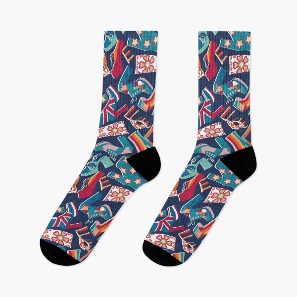 Item preview, Groovy shoes // navy blue background super seventies retro platform shoes and boots designed and sold by SelmaCardoso.