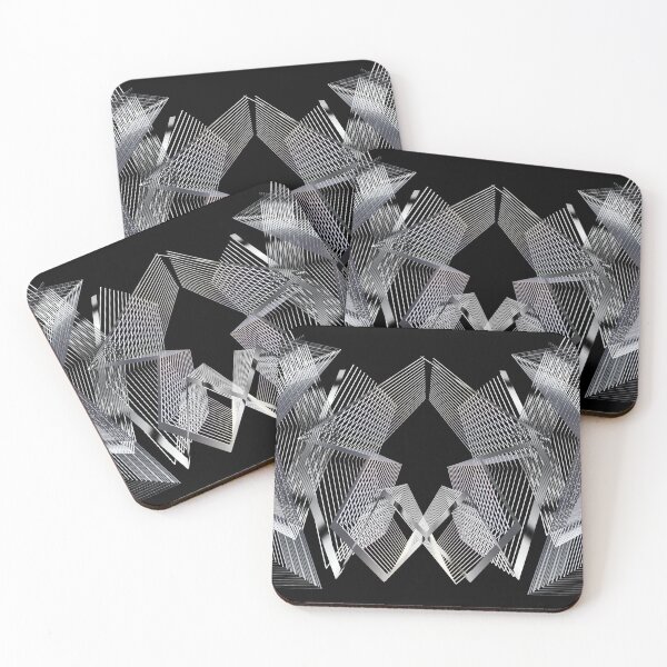 Item preview, Geometric silver metallic futuristic pattern blac designed and sold by Carolina Salazar.