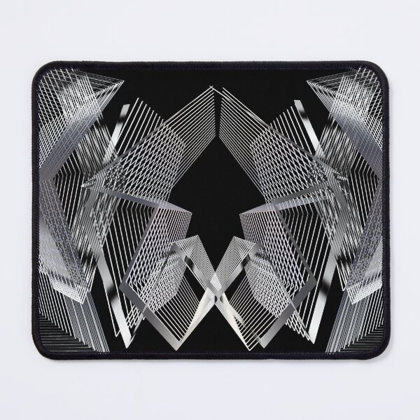Item preview, Geometric silver metallic futuristic pattern blac designed and sold by Carolina Salazar.