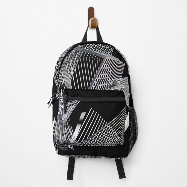 Item preview, Geometric silver metallic futuristic pattern blac designed and sold by Carolina Salazar.
