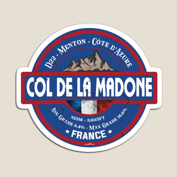 Item preview, Col de la Madone Cycling Tour de France Sticker T-Shirt 01 designed and sold by OuterShellUK.