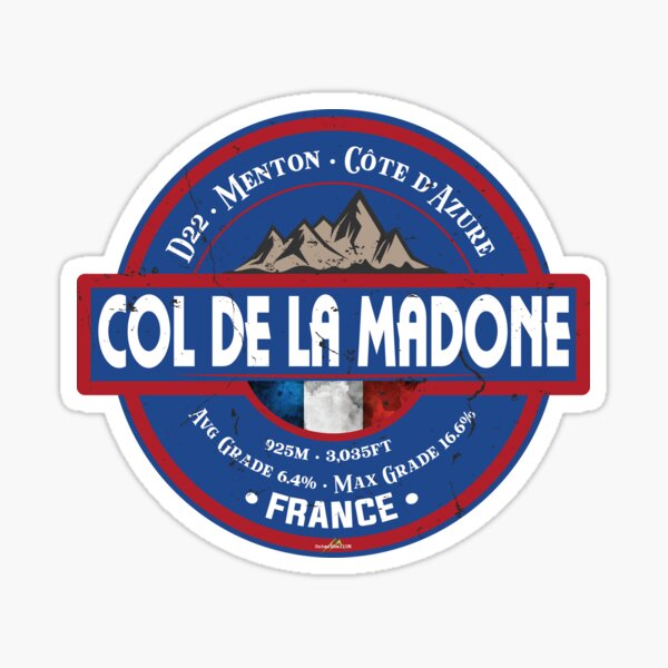 Aperçu de l'œuvre Col de la Madone Tour de France Cycliste Sticker T-Shirt 01 créée et vendue par OuterShellUK.