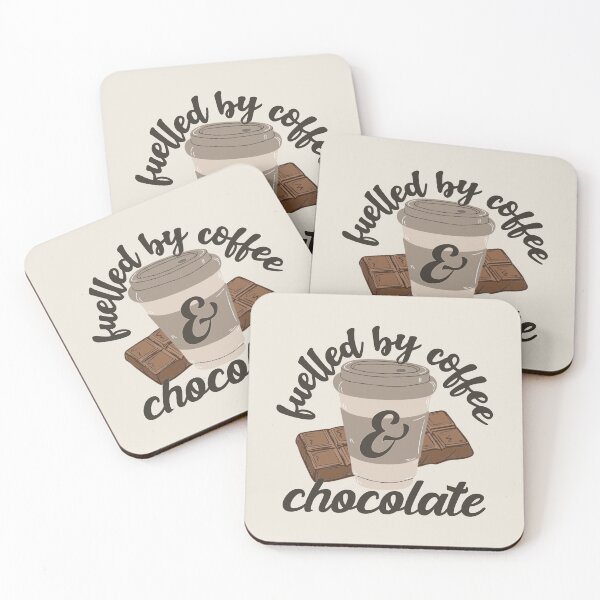Item preview, Black Font Fuelled By Coffee And Chocolate Fun Slogan designed and sold by TrulyEpoque.