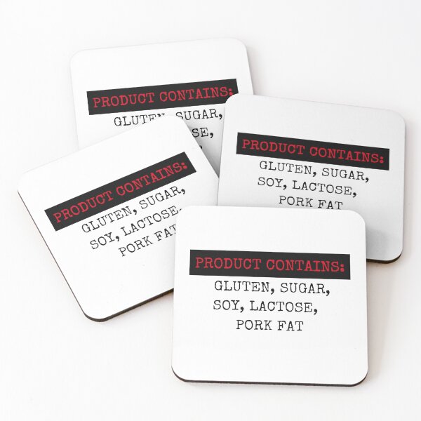Item preview, Product Contains Gluten, Sugar, Soy, Lactose, Pork Fat. Funny Lunch Stickers designed and sold by trendingatees.