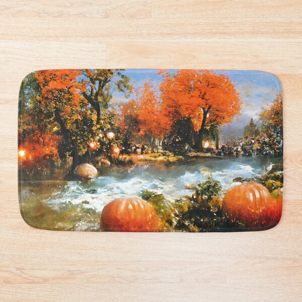 Item preview, Pumpkins in the autumn stream  designed and sold by fizzribbit.