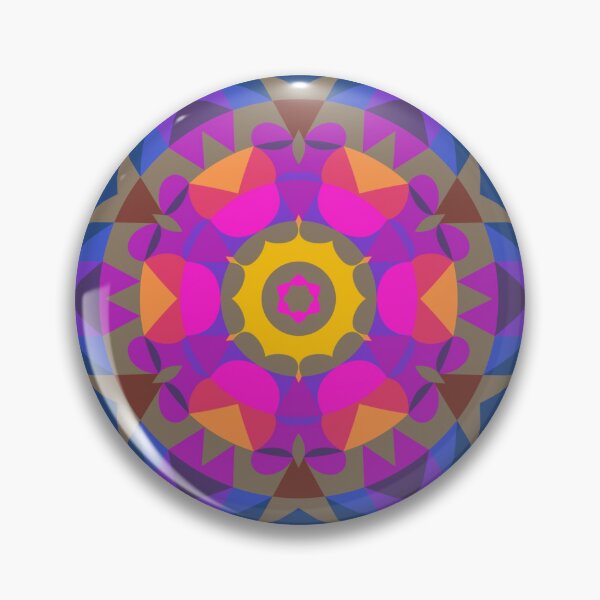Item preview, Retro Mandala Flower Pink Purple Blue and Yellow designed and sold by WormholeOrbital.