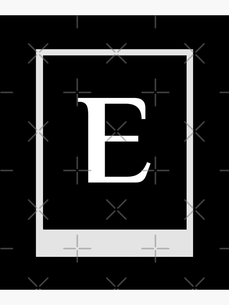 " Letter E Alphabet white text on black background , Framed" Poster for