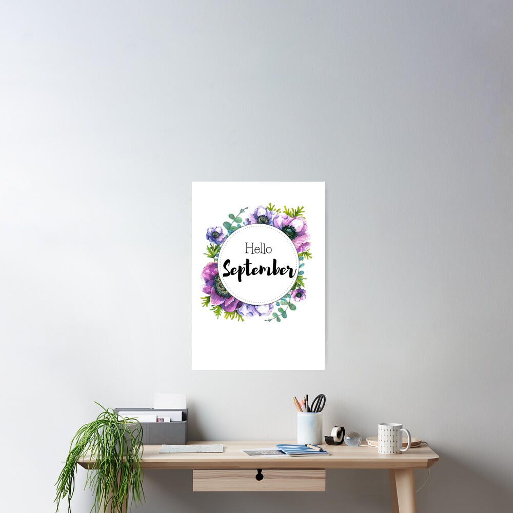 Hello September - monthly cover for planners, bullet journals Poster