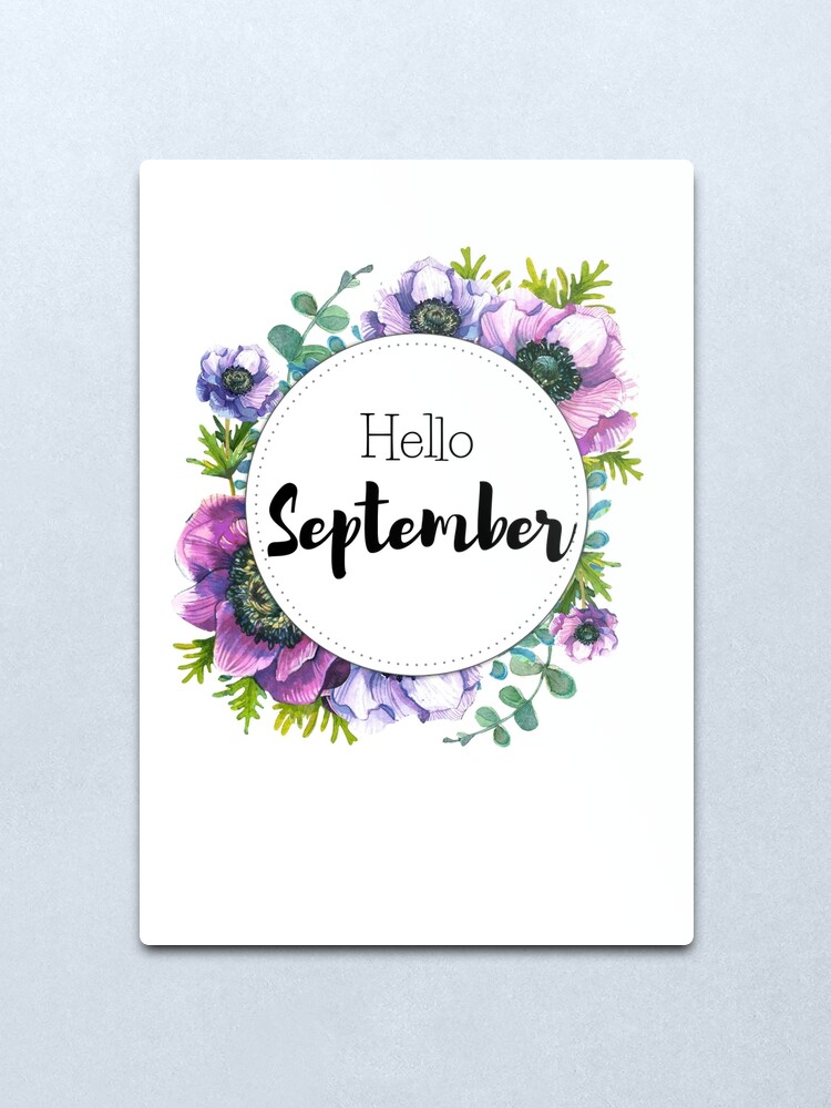 Alternate view of Hello September - monthly cover for planners, bullet journals Metal Print