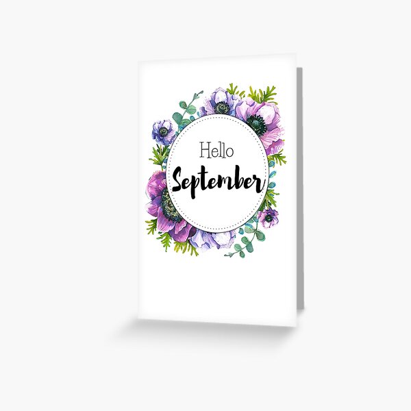 Hello September - monthly cover for planners, bullet journals Greeting Card