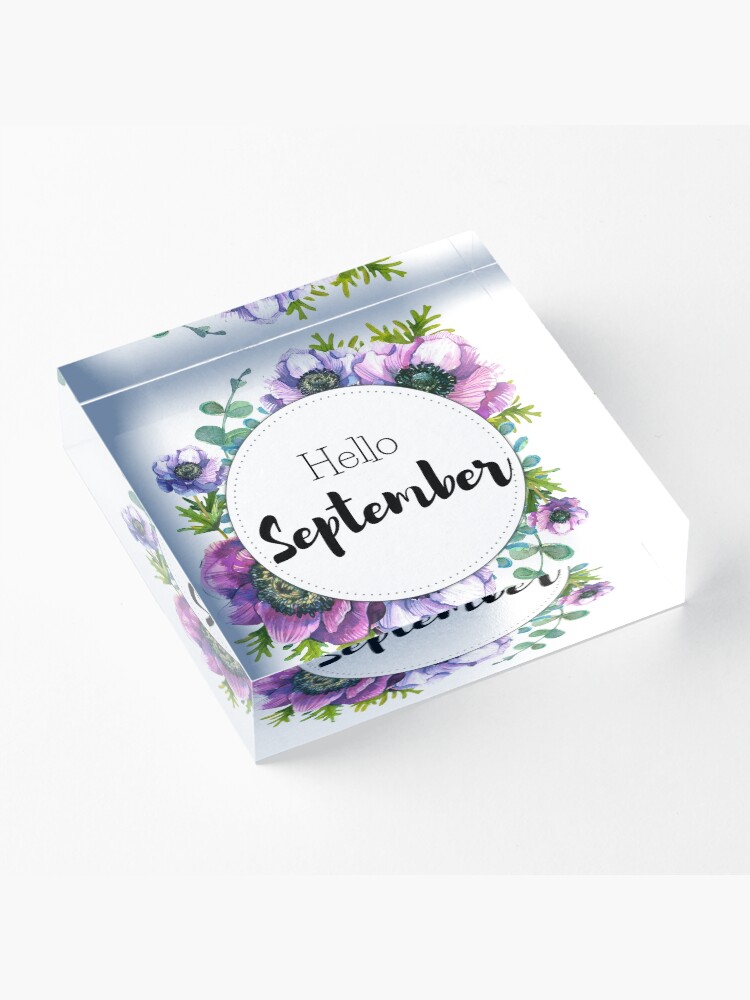 Alternate view of Hello September - monthly cover for planners, bullet journals Acrylic Block