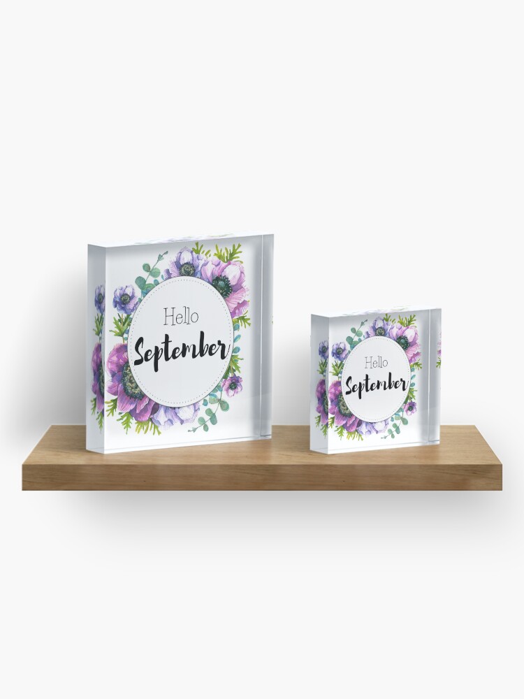 Alternate view of Hello September - monthly cover for planners, bullet journals Acrylic Block