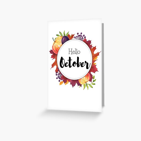 Hello October - monthly cover for planners, bullet journals Greeting Card