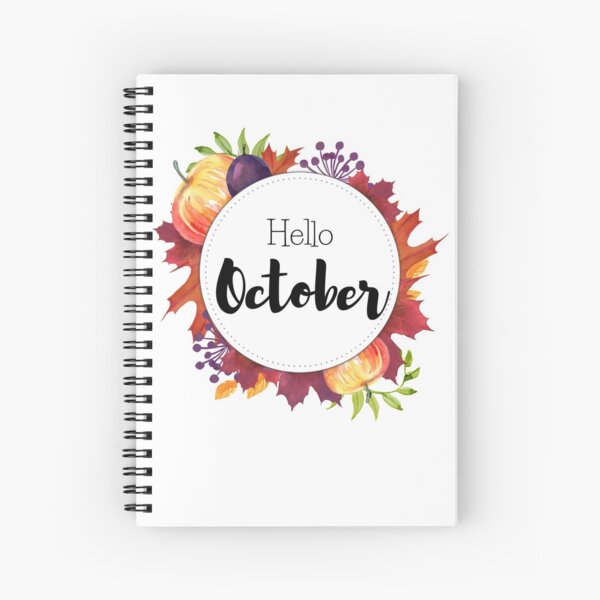 Cuaderno de espiral «Hola octubre - portada mensual para planificadores,  diarios bullet» de vasylissa | Redbubble