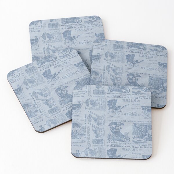 Item preview, Victorian Inspired Newsprint - Steel Blue designed and sold by TotallyRetroArt.