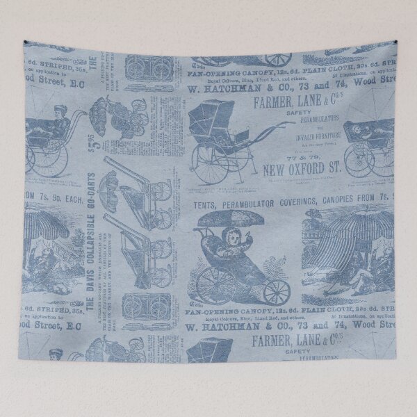 Item preview, Victorian Inspired Newsprint - Steel Blue designed and sold by TotallyRetroArt.