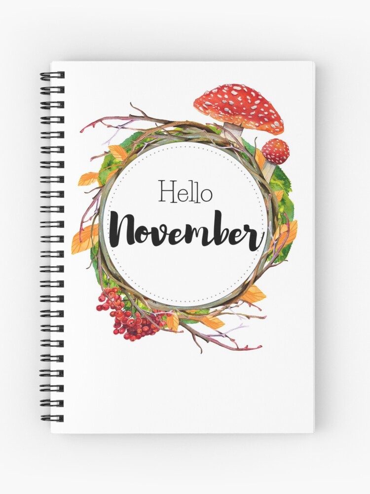 Cuaderno de espiral «Hola noviembre: portada mensual para planificadores,  diarios bullet» de vasylissa | Redbubble