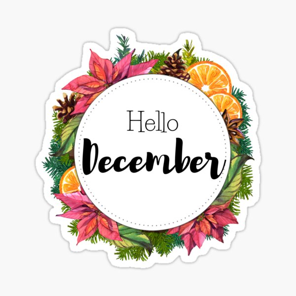 Hello December - monthly cover for planners, bullet journals Sticker