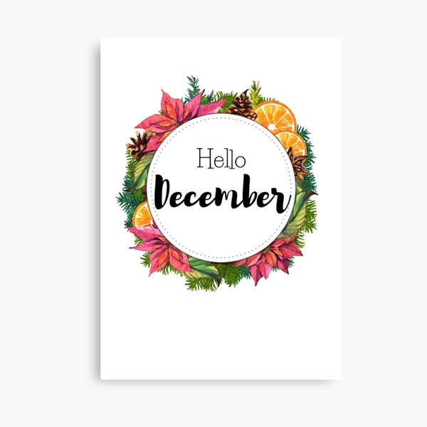 Hola diciembre - portada mensual para planificadores, diarios bullet Lienzo