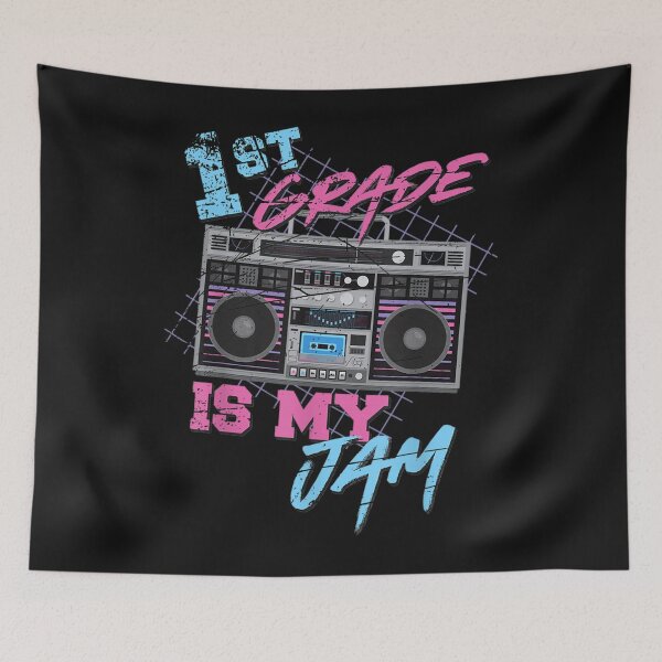 Item preview, 1st grade is my jam vintage 80s boombox teacher student  designed and sold by martinegayla42.