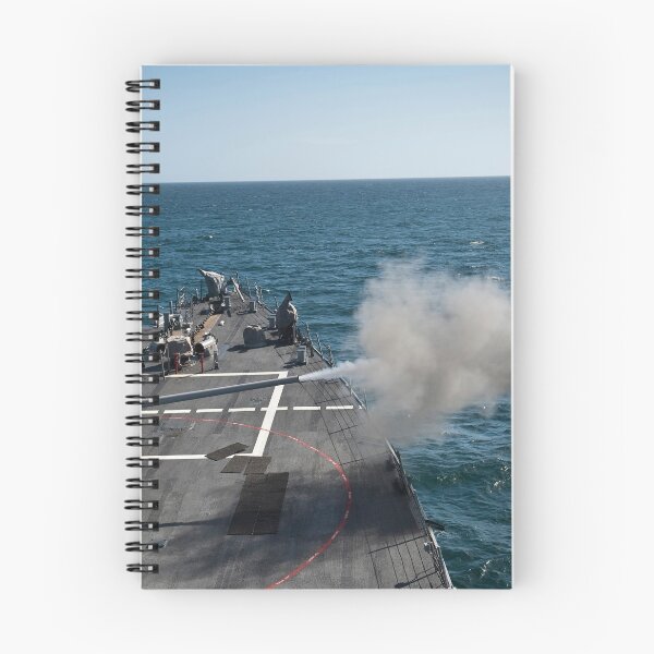 Item preview, An Mk-45 lightweight gun is fired aboard guided missile destroyer USS Arleigh Burke. designed and sold by StocktrekImages.